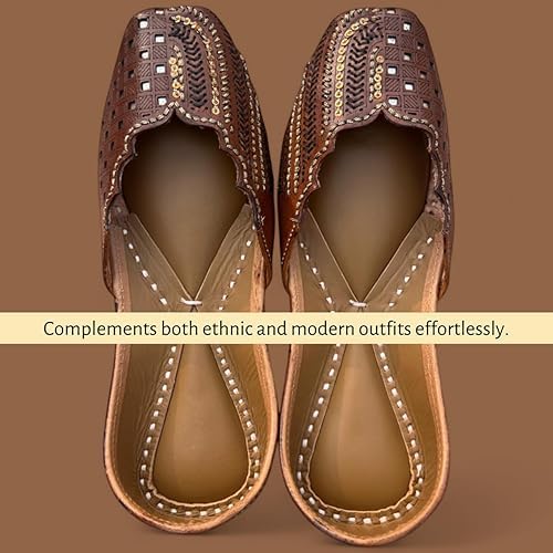Ethnic Punjabi Jutti for Women – Handmade Embroidered Leather Flats for Bridal, Party, and Everyday Outfits