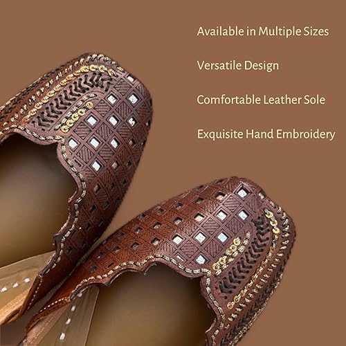 Ethnic Punjabi Jutti for Women – Handmade Embroidered Leather Flats for Bridal, Party, and Everyday Outfits