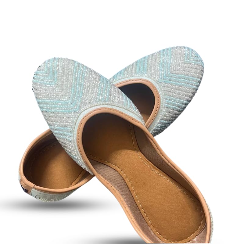PIND POPPERS Women’s Traditional Designer Jutti – Handcrafted Footwear for Everyday White