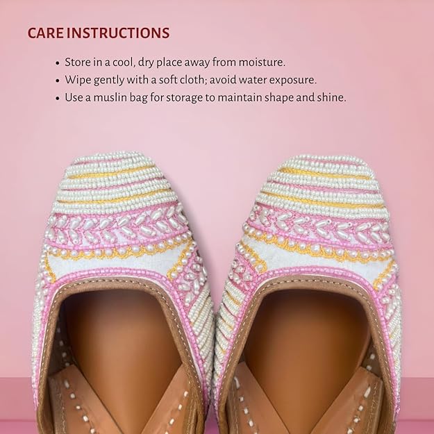 PIND POPPERS Women's Ethnic Embroidered Jutti | Handcrafted Punjabi Footwear for Weddings, Festive, and Casual Wear | Traditional Handmade Comfortable Slip-On Flats for Women
