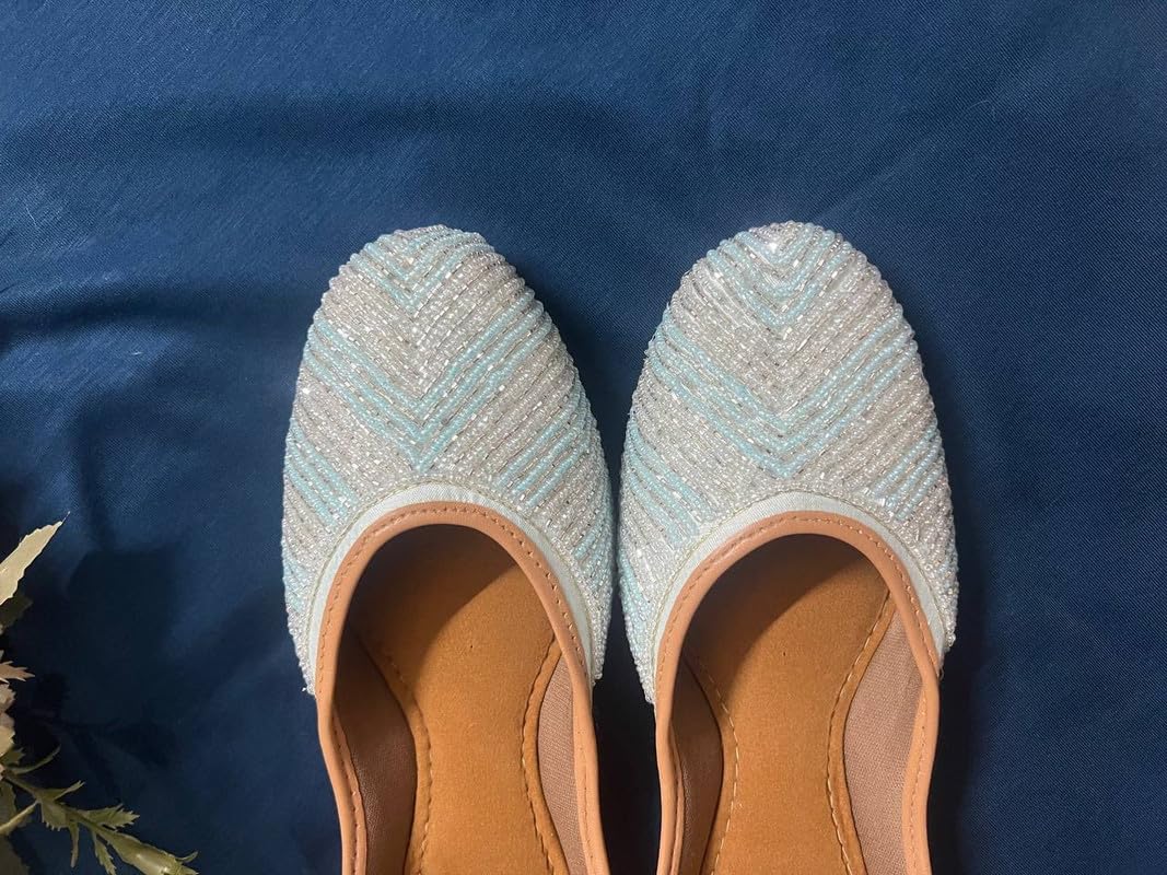 PIND POPPERS Women’s Traditional Designer Jutti – Handcrafted Footwear for Everyday White