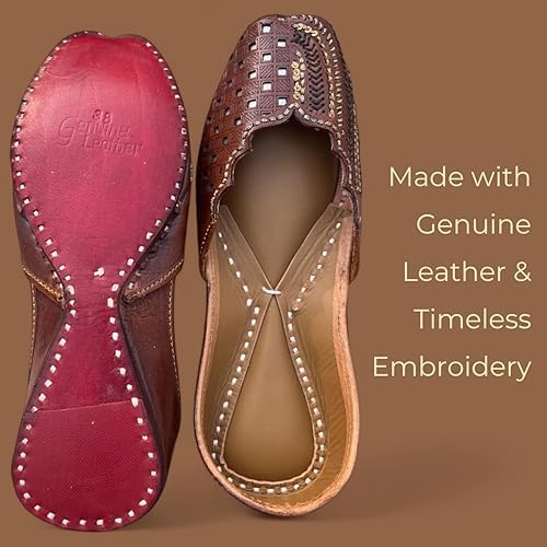 Ethnic Punjabi Jutti for Women – Handmade Embroidered Leather Flats for Bridal, Party, and Everyday Outfits