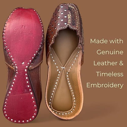 Ethnic Punjabi Jutti for Women – Handmade Embroidered Leather Flats for Bridal, Party, and Everyday Outfits