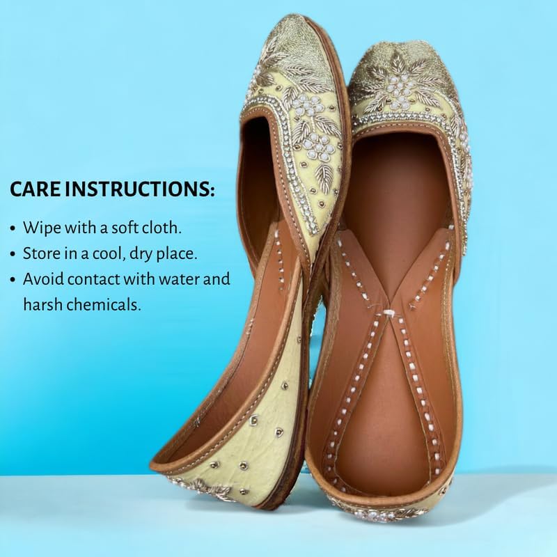 PIND POPPERS Handmade Traditional Punjabi Jutti – Authentic Ethnic Footwear for Women | Comfortable, Stylish, & Versatile Juttis for Every Occasion Golden