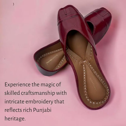PIND POPPERS Women’s Traditional Ethnic Embroidered Jutti – Handcrafted Punjabi Footwear for Weddings, Festive, and Casual Wear