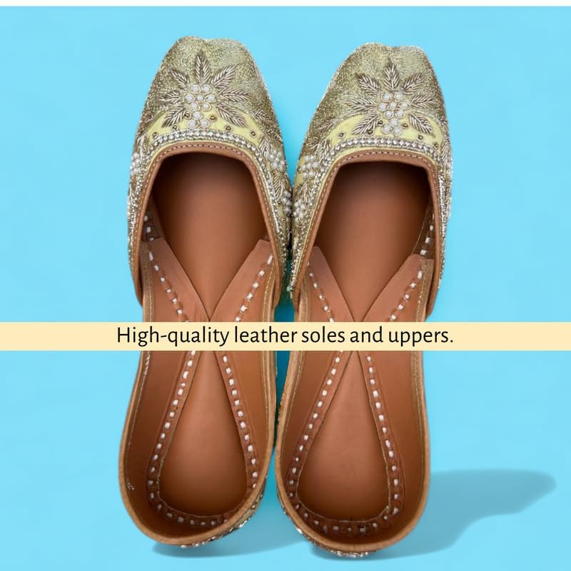 PIND POPPERS Handmade Traditional Punjabi Jutti – Authentic Ethnic Footwear for Women | Comfortable, Stylish, & Versatile Juttis for Every Occasion Golden