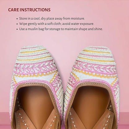 PIND POPPERS Women's Ethnic Embroidered Jutti | Handcrafted Punjabi Footwear for Weddings, Festive, and Casual Wear | Traditional Handmade Comfortable Slip-On Flats for Women