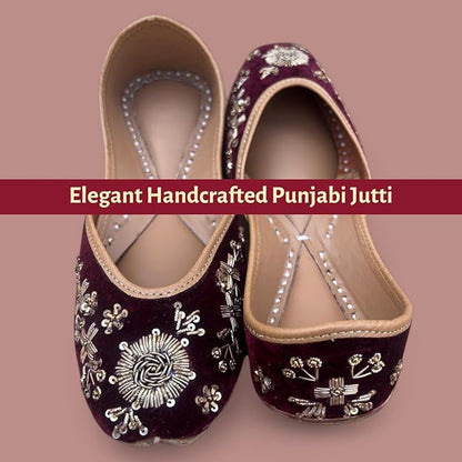 PIND POPPERS Women’s Traditional Ethnic Embroidered Jutti – Handcrafted Punjabi Footwear for Weddings, Festive, and Casual Wear