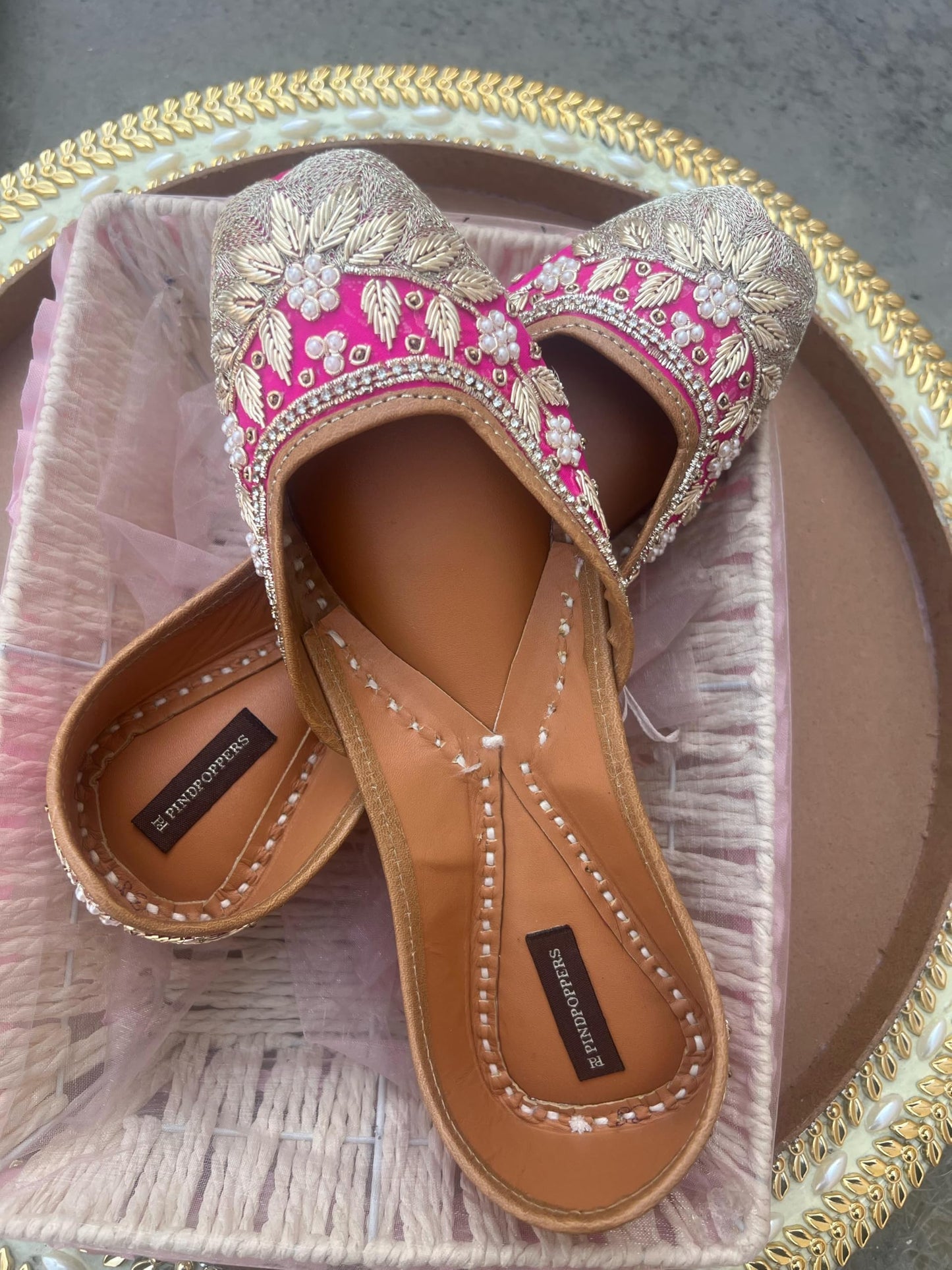Handmade Traditional Punjabi Jutti – Authentic Ethnic Footwear for Women | Comfortable, Stylish, & Versatile Juttis for Every Occasion (Pink, UK Footwear Size System, Adult, Women