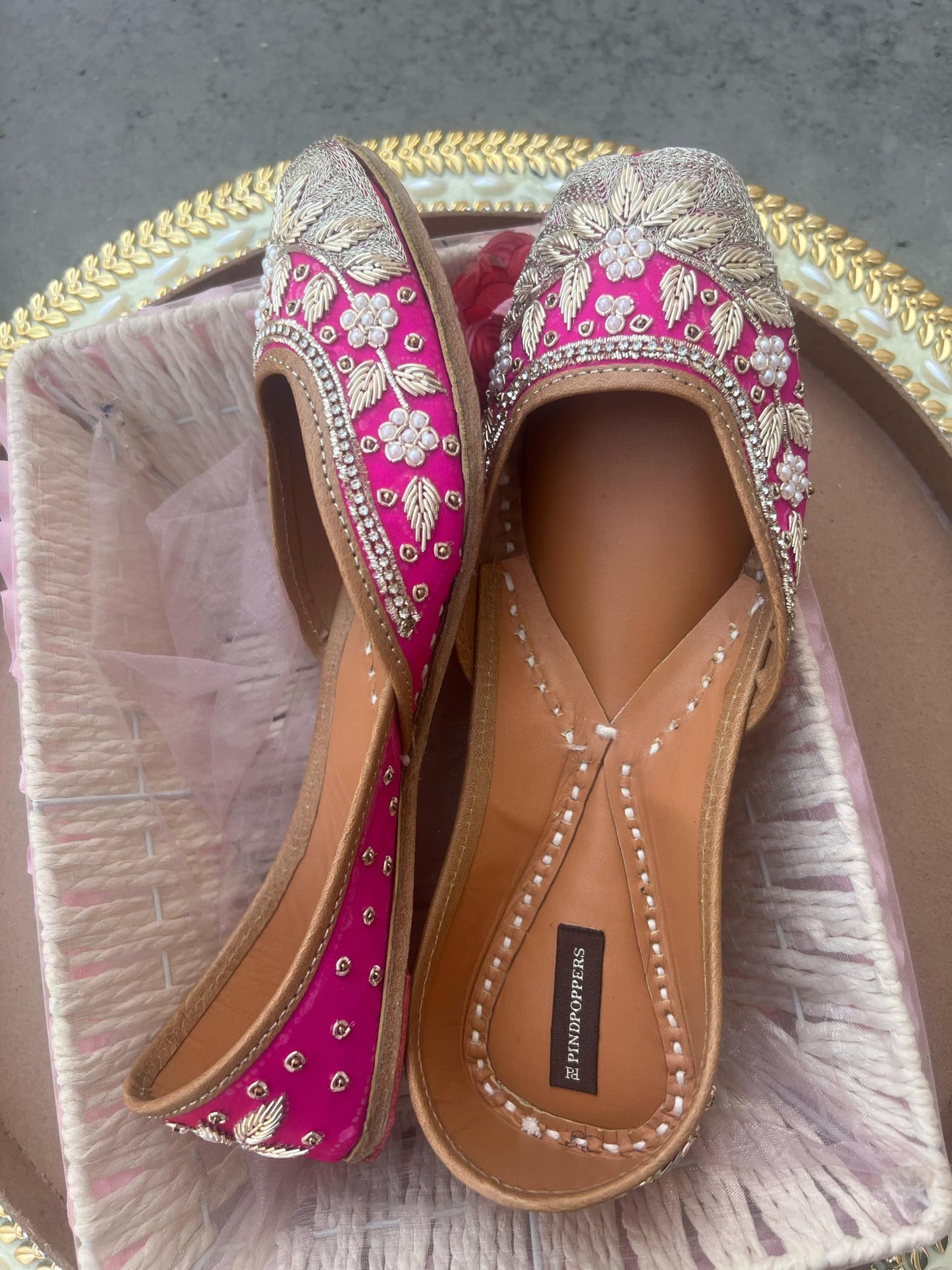 Handmade Traditional Punjabi Jutti – Authentic Ethnic Footwear for Women | Comfortable, Stylish, & Versatile Juttis for Every Occasion (Pink, UK Footwear Size System, Adult, Women