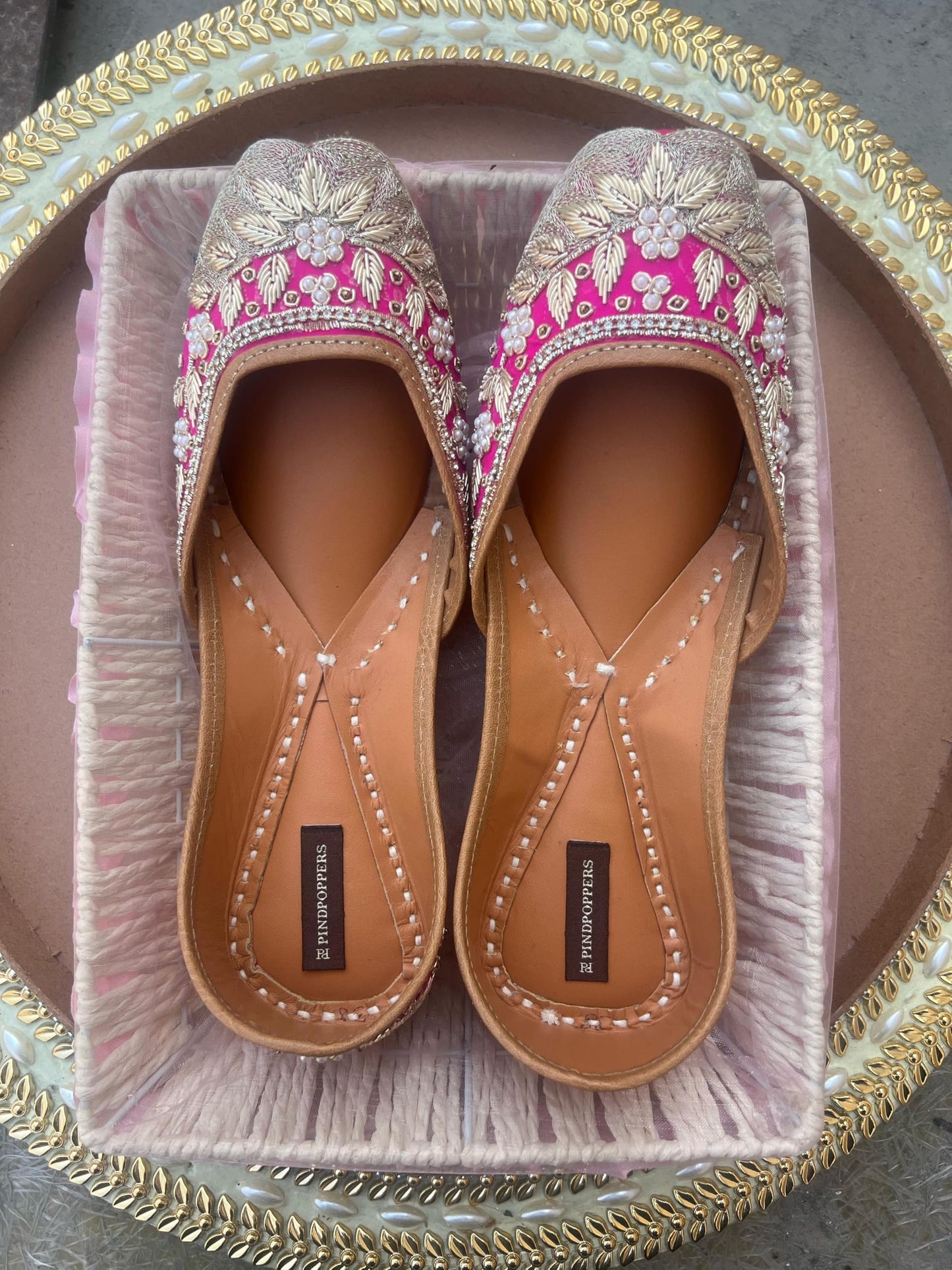 Handmade Traditional Punjabi Jutti – Authentic Ethnic Footwear for Women | Comfortable, Stylish, & Versatile Juttis for Every Occasion (Pink, UK Footwear Size System, Adult, Women
